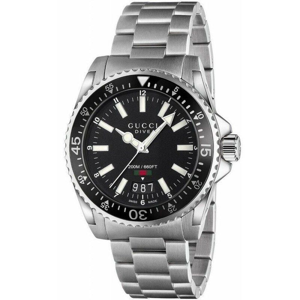 Gucci YA136301 Dive Black Dial Stainless Steel Men's Watch - Image 1