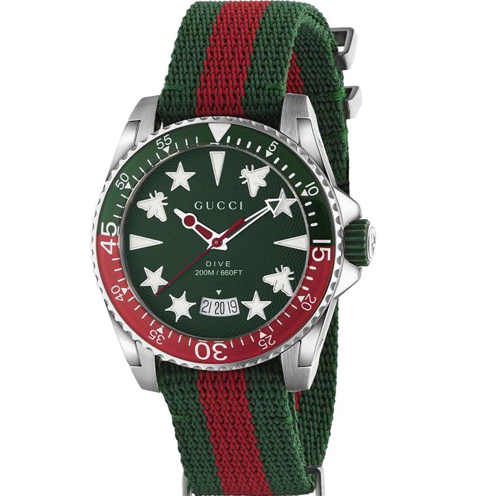 Gucci YA136339 Dive Quartz Green Dial Men's Watch - Image 1