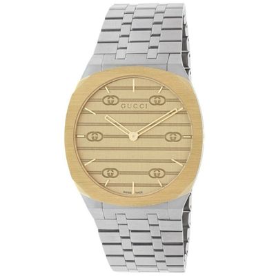 Gucci 25H 34mm Stainless Steel and Gold Plated Watch