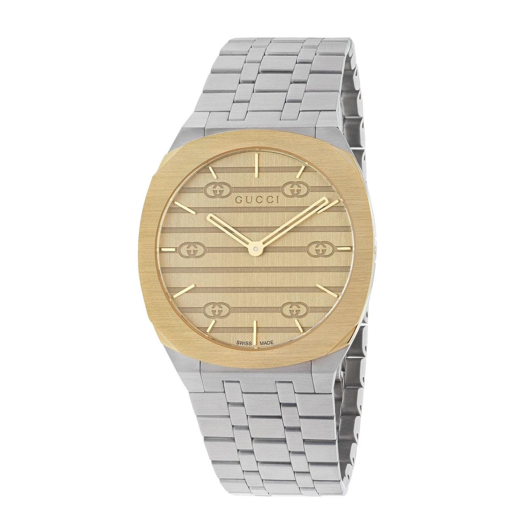 Gucci 25H 38mm Stainless Steel and 18ct Yellow Gold Plated Watch - Image 1