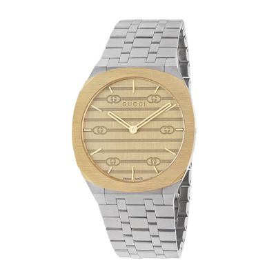 Gucci 25H 38mm Stainless Steel and 18ct Yellow Gold Plated Watch