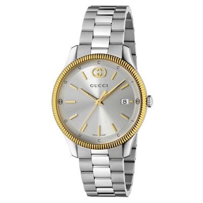 Gucci G-Timeless 38mm Stainless Steel and Yellow Gold Plated Watch