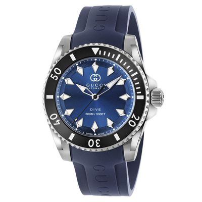 Gucci Dive 40mm Blue Rubber Strap Automatic Men's Watch