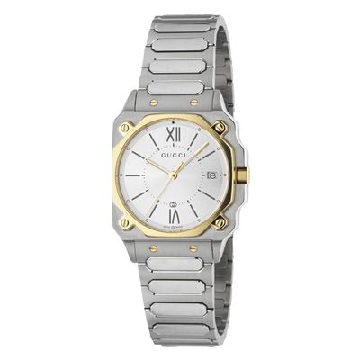 Gucci G-Flat 30mm Stainless Steel and Yellow Gold Plated Watch