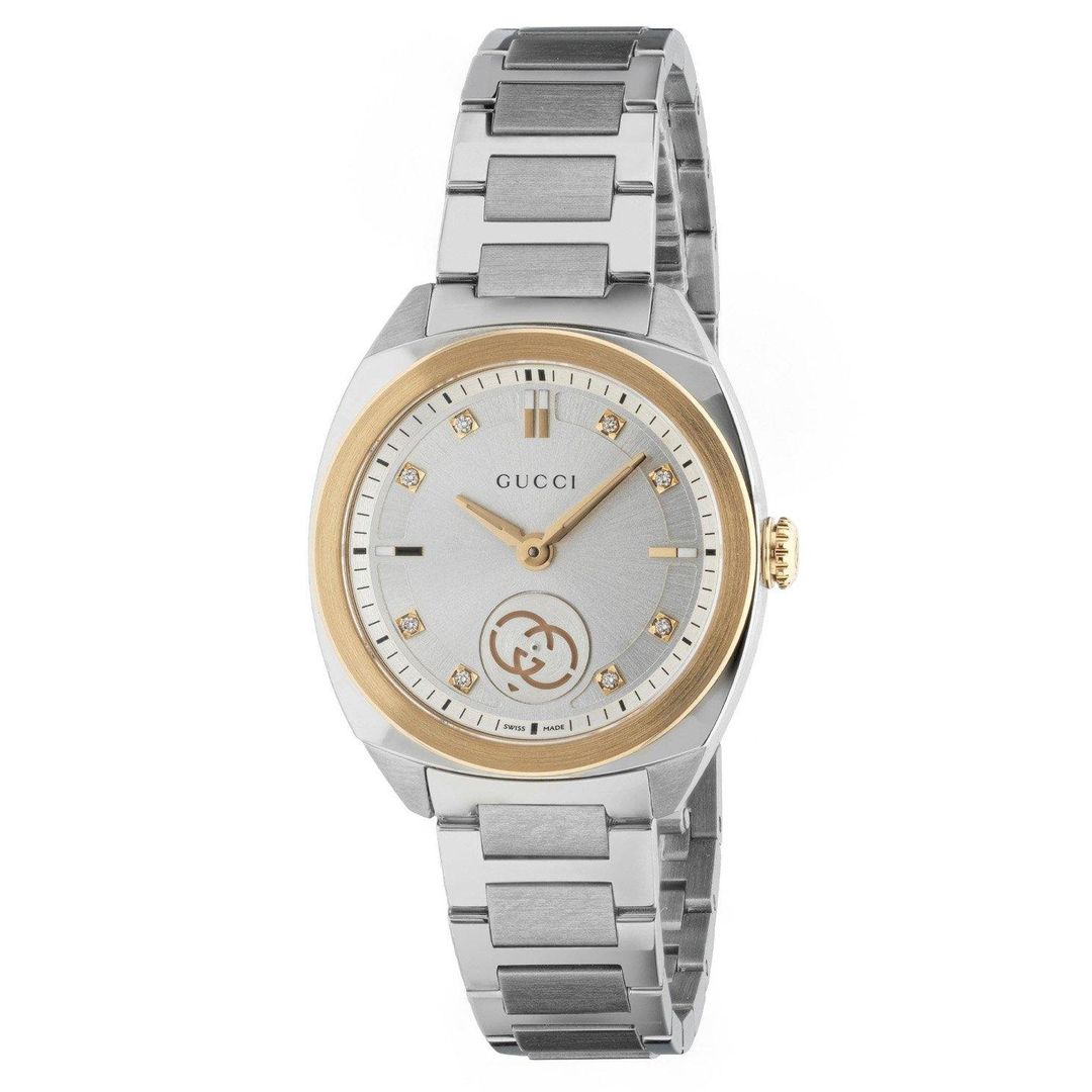 Gucci Interlocking 29mm Stainless Steel and Yellow Gold Plated Diamond Ladies Watch - Image 1
