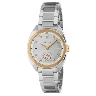 Gucci Interlocking 29mm Stainless Steel and Yellow Gold Plated Diamond Ladies Watch