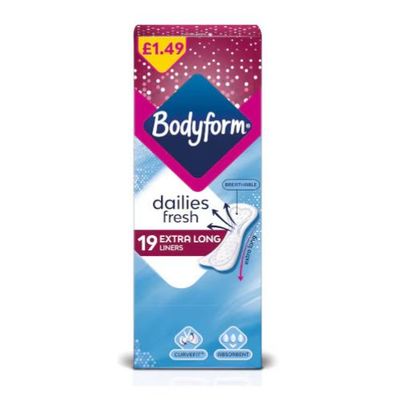 Pack of 19 Bodyform Dailies Extra Long Pantyliners - Blue - Thumbnail 2