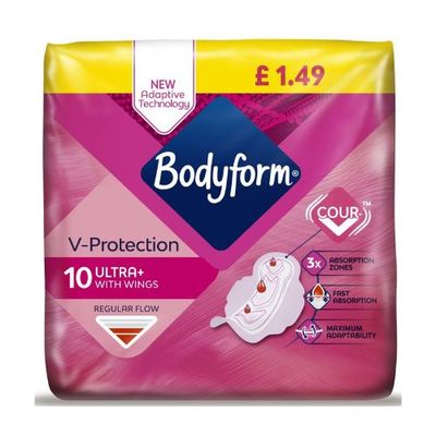 Bodyform Cour-V Ultra Normal Sanitary Towels Wings 10 pack - Thumbnail 2