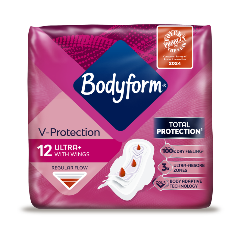 Bodyform Cour-V Ultra Normal Sanitary Towels Wings 12 Pads - Image 1