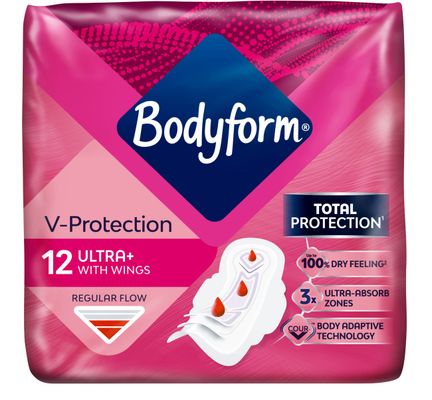 Bodyform Cour-V Ultra Normal Sanitary Towels Wings 12 Pads - Thumbnail 2