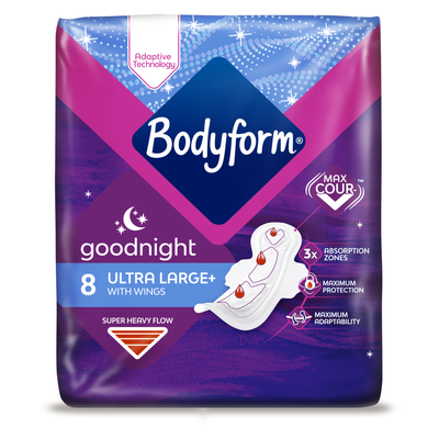 Bodyform Cour-V Ultra Night Sanitary Towels Wings 8 pads - Thumbnail 2