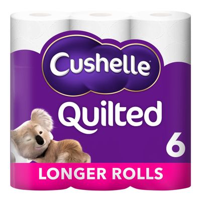 Cushelle Quilted Toilet Roll 6 Rolls 50% More Sheets - Thumbnail 2