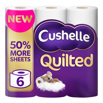 Cushelle Quilted Toilet Roll 6 Rolls 50% More Sheets