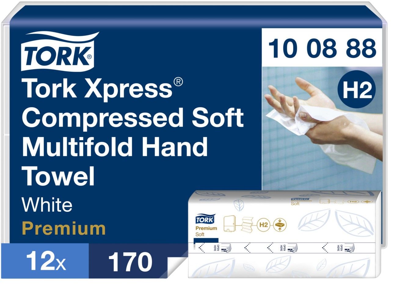 Tork Xpress Compressed Soft Multifold Hand Towels White (Pack of 2040) 100888 - Image 1