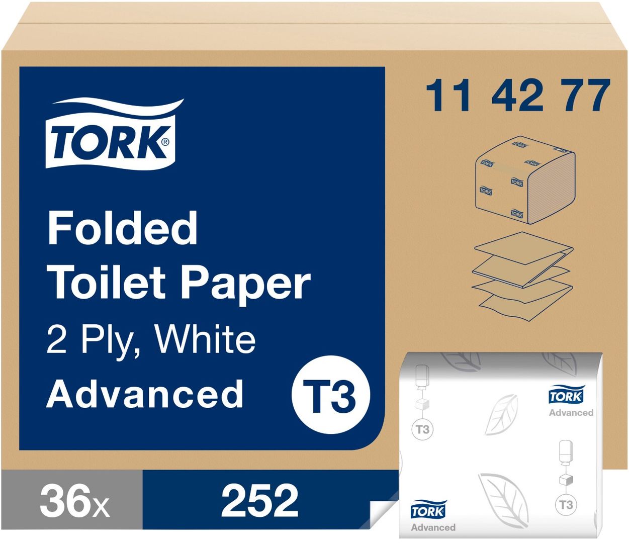 Tork Folded Toilet Paper White (Pack of 8712) 114277 - Image 1