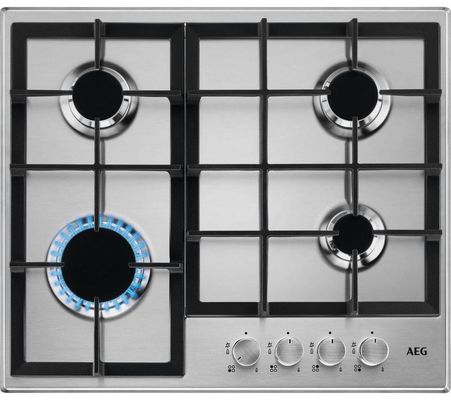 AEG HGB64200SM 60cm Series 6000 4 Burner Gas Hob - STAINLESS STEEL