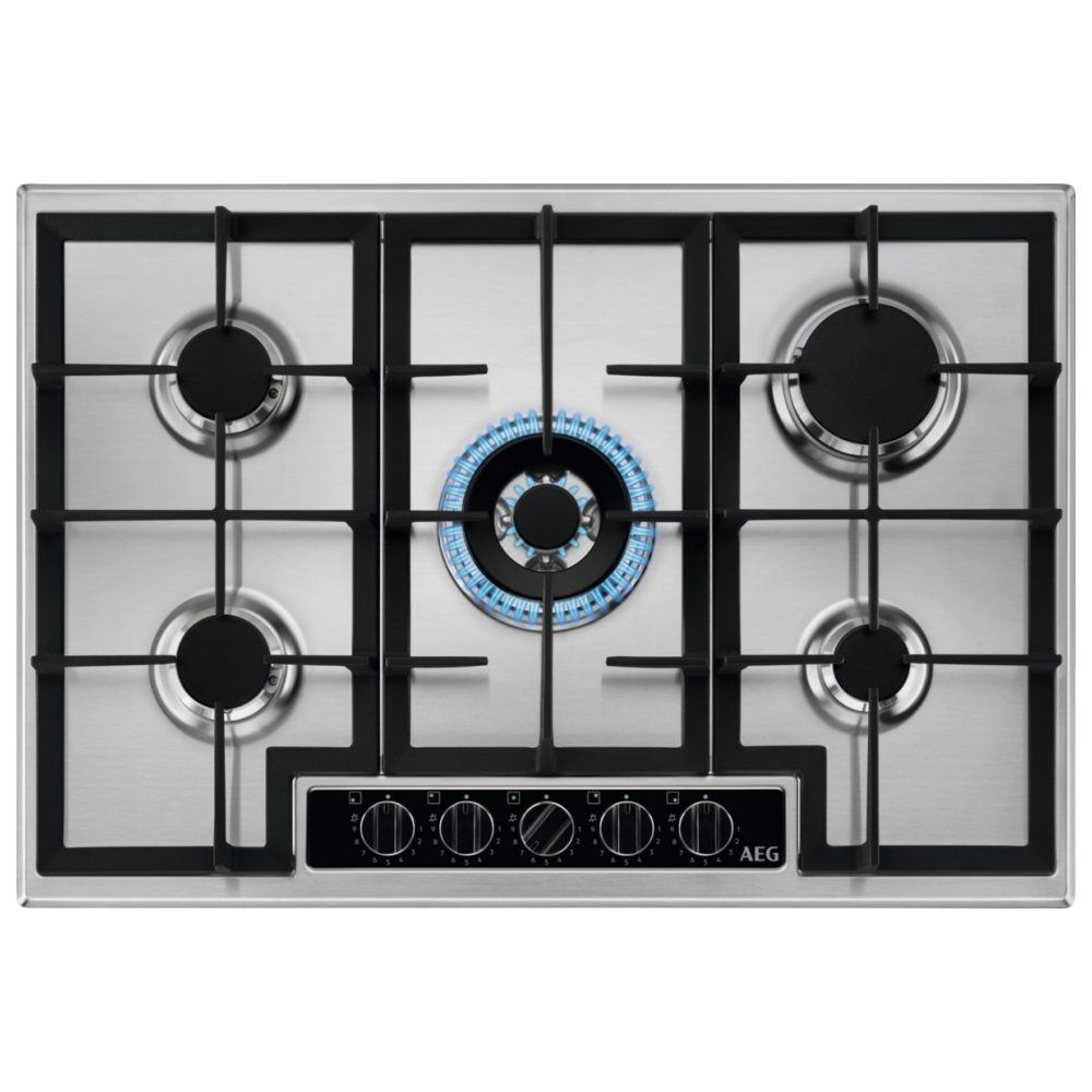 AEG HGB75420YM 75 cm Gas Hob - Stainless Steel, Stainless Steel - Image 1