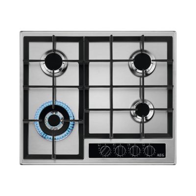 AEG HGB64420YM 60cm Series 6000 4 Burner Gas Hob - STAINLESS STEEL