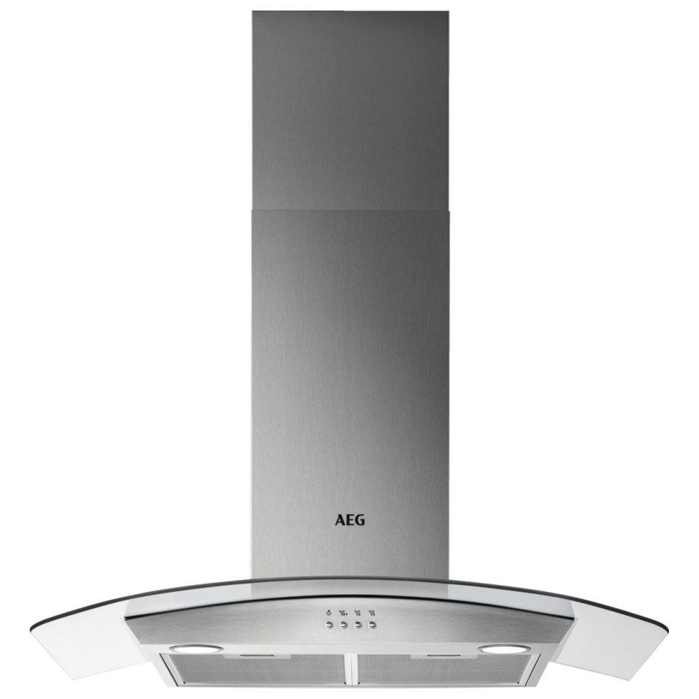 AEG DTB3953M 90cm Curved Glass Chimney Cooker Hood - Stainless Steel - Image 1