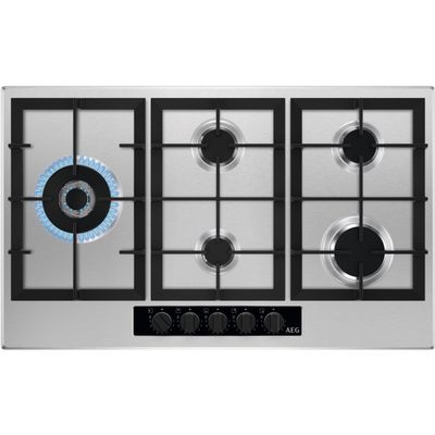 AEG HGB95522YM 86cm Series 6000 5 Burner Gas Hob - STAINLESS STEEL