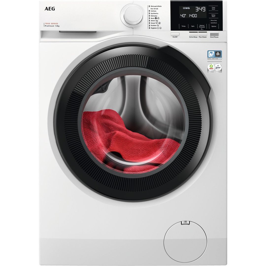 AEG LFR71844B 8kg Series 7000 ProSteam Washing Machine 1400rpm - WHITE - Image 1