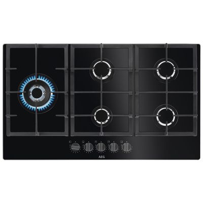 AEG 86cm Series 6000 5 Burner Gas On Glass Hob HKB95820NB Black - Thumbnail 2