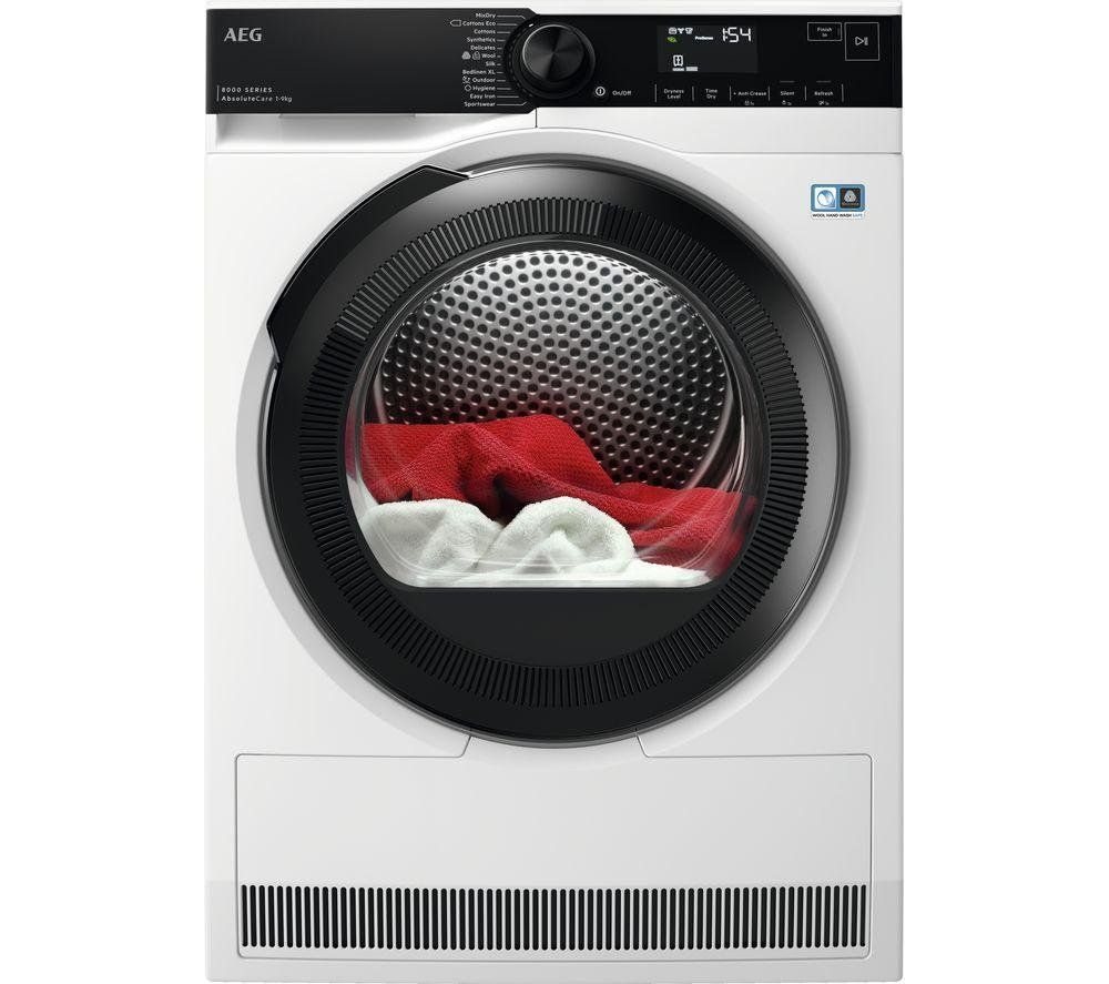 AEG TR849P4B 9kg Series 8000 Heat Pump Condenser Tumble Dryer - WHITE - Image 1
