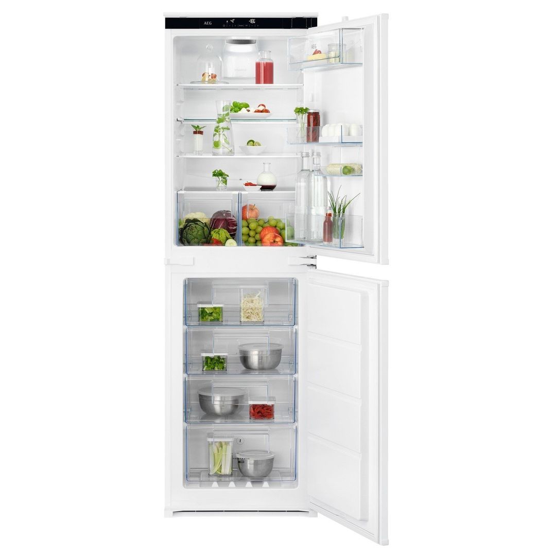 AEG 6000 TwinTech OSC6T185ES Integrated 50/50 Fridge Freezer - Sliding Hinge, White - Image 1