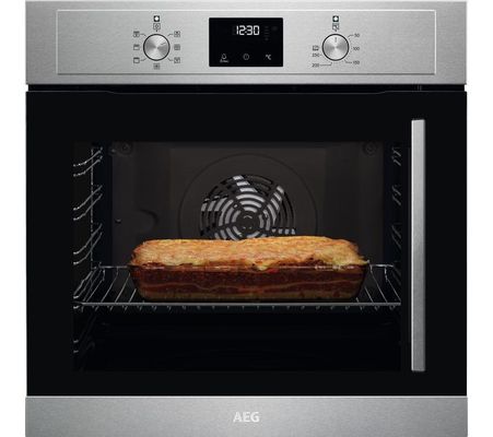 AEG BCX335L11M 3000 Series Electric Single Oven with Left Hand Opening Door - Stainless Steel