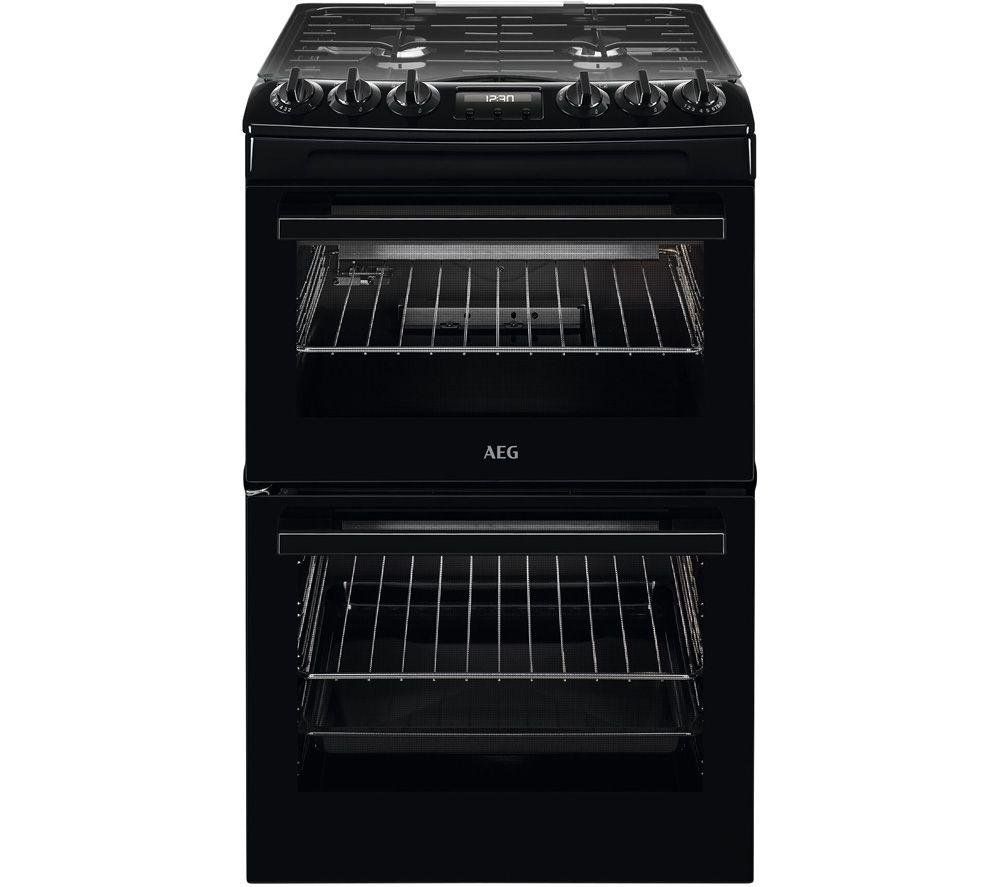 AEG 55cm Gas Cooker with Lid - Black - Image 1