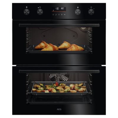 AEG OU5CU40K Electric Built-under Double Oven - Black, Black