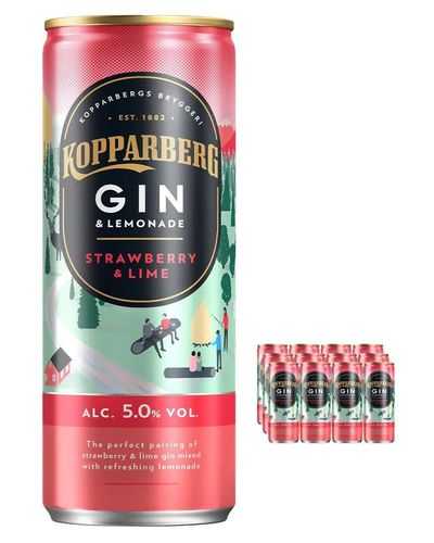 Kopparberg Strawberry & Lime Gin and Lemonade Premixed Can, 12 x 250 ml - Thumbnail 2