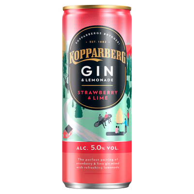 Kopparberg Strawberry & Lime Gin and Lemonade Premixed Can, 12 x 250 ml