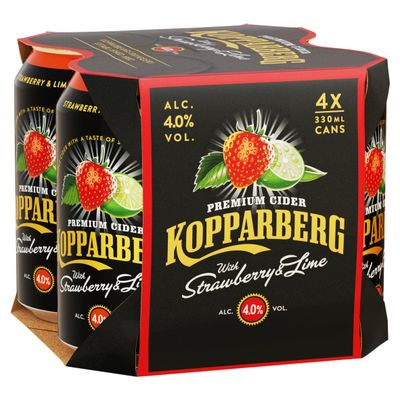 Kopparberg Premium Cider with Strawberry & Lime 4 x 330ml - Thumbnail 2