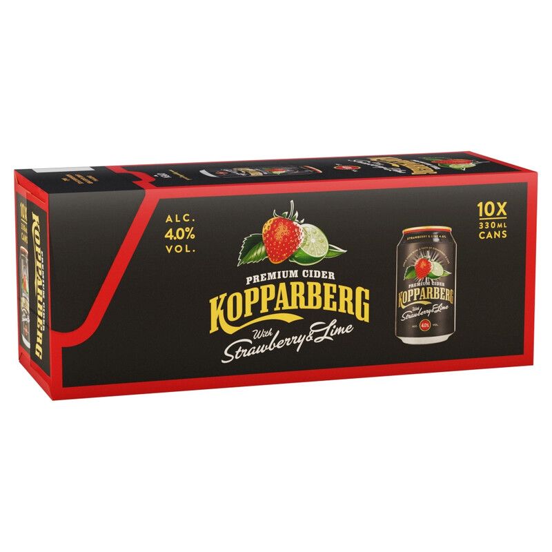 Kopparberg Premium Cider with Strawberry & Lime 10 x 330ml - Image 1