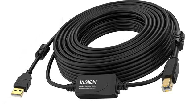 Vision TC 10MUSB+/BL/2 USB cable USB 2.0 10 m USB A USB B 0.48 Gbit/s Black - Thumbnail 2