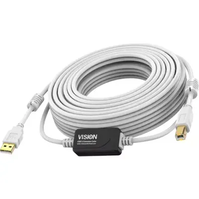 Vision White USB 2.0 Cable 15m - Thumbnail 2