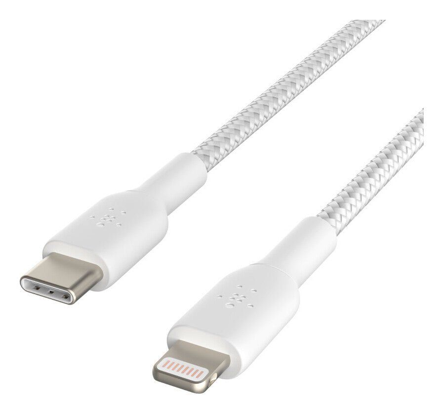 BELKIN Braided USB Type-C to Lightning Cable - 1 m, White, White - Image 1