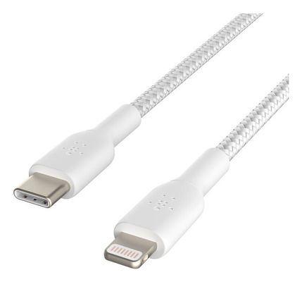 BELKIN Braided USB Type-C to Lightning Cable - 2 m, White, White