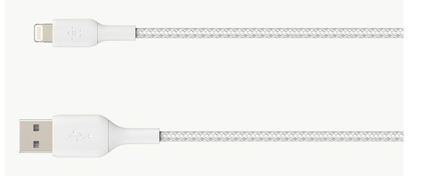 BELKIN Braided Lightning to USB-A Cable - 0.15 m, White - Image 1