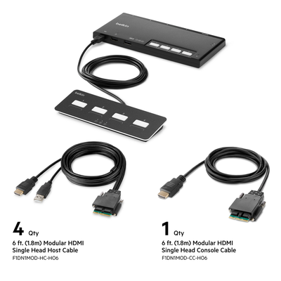 Belkin F1DN104MOD-HH-4 KVM switch Black - Thumbnail 2