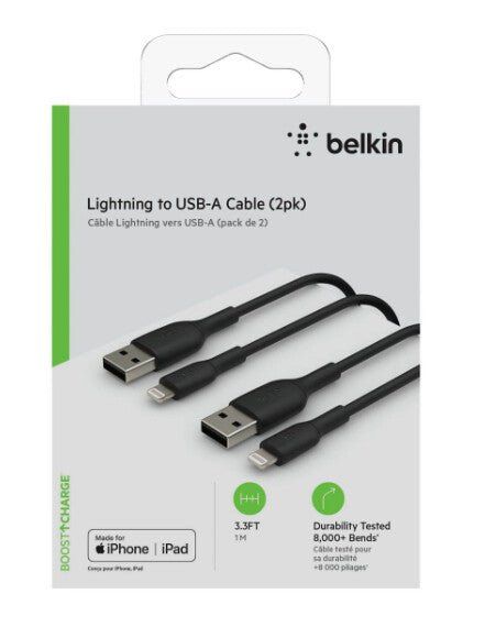 Belkin CAA001BT1MBK2PK lightning cable 1 m Black - Image 1