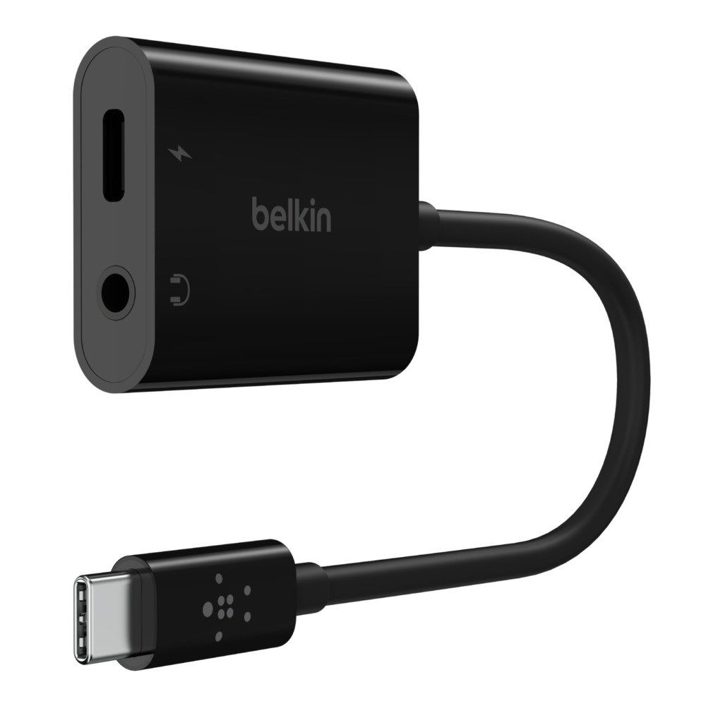 BELKIN F7U080btBLK Dual USB-C Aux and Charge Adapter, Black - Image 1