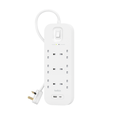 BELKIN SRB002af2M Surge Protected 6-Socket Extension Lead with USB - 2 m - Thumbnail 2