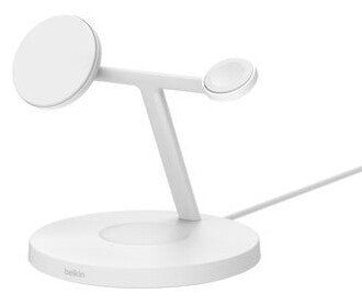 BELKIN BoostCharge Pro Qi2 3-in-1 Magnetic 15 W Wireless Charging Stand - White, White - Image 1