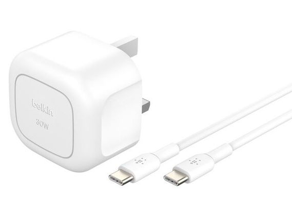 BELKIN BoostCharge WCA008my1MWH-B6 30 W USB Type-C Wall Charger, White - Thumbnail 2