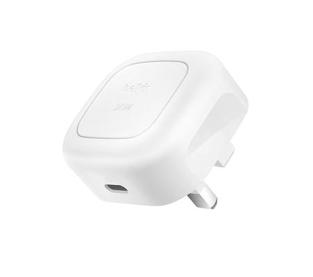 BELKIN BoostCharge WCA009myWH 20 W USB Type-C Wall Charger, White