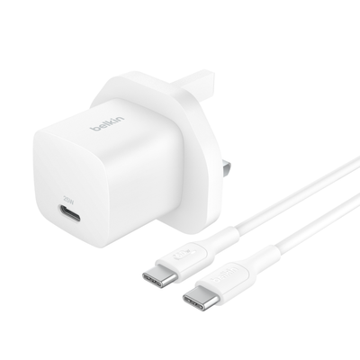 Belkin 25W USB WCHARGE W WHT 1M C-C CABLE
