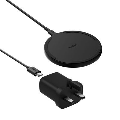 BELKIN BoostCharge 15 W Qi Wireless Charging Pad with Power Supply - Black, Black
