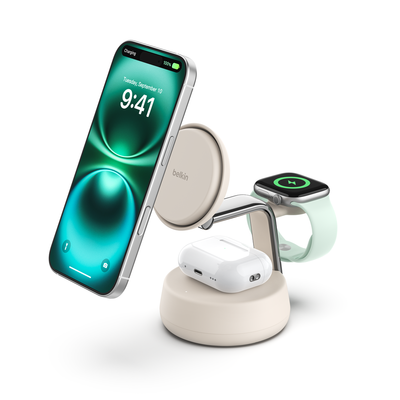 Belkin WIZ040MYSD mobile device charger Headphones, Smartphone Chrome, White USB Wireless charging Fast charging Indoor - Thumbnail 2